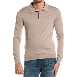 Reiss Men’s Merino wool long sleeve polo